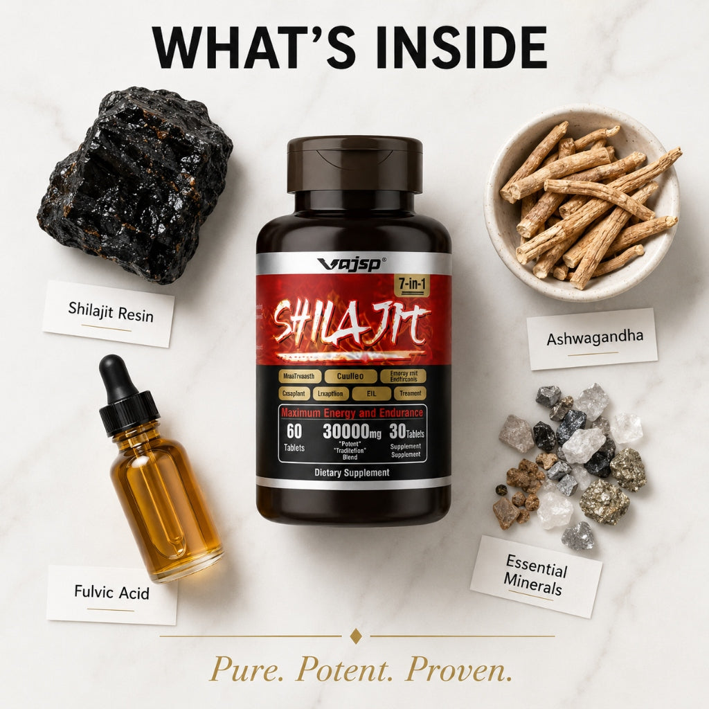 What's Inside: Shilajit, Ashwagandha, Fulvic Acid